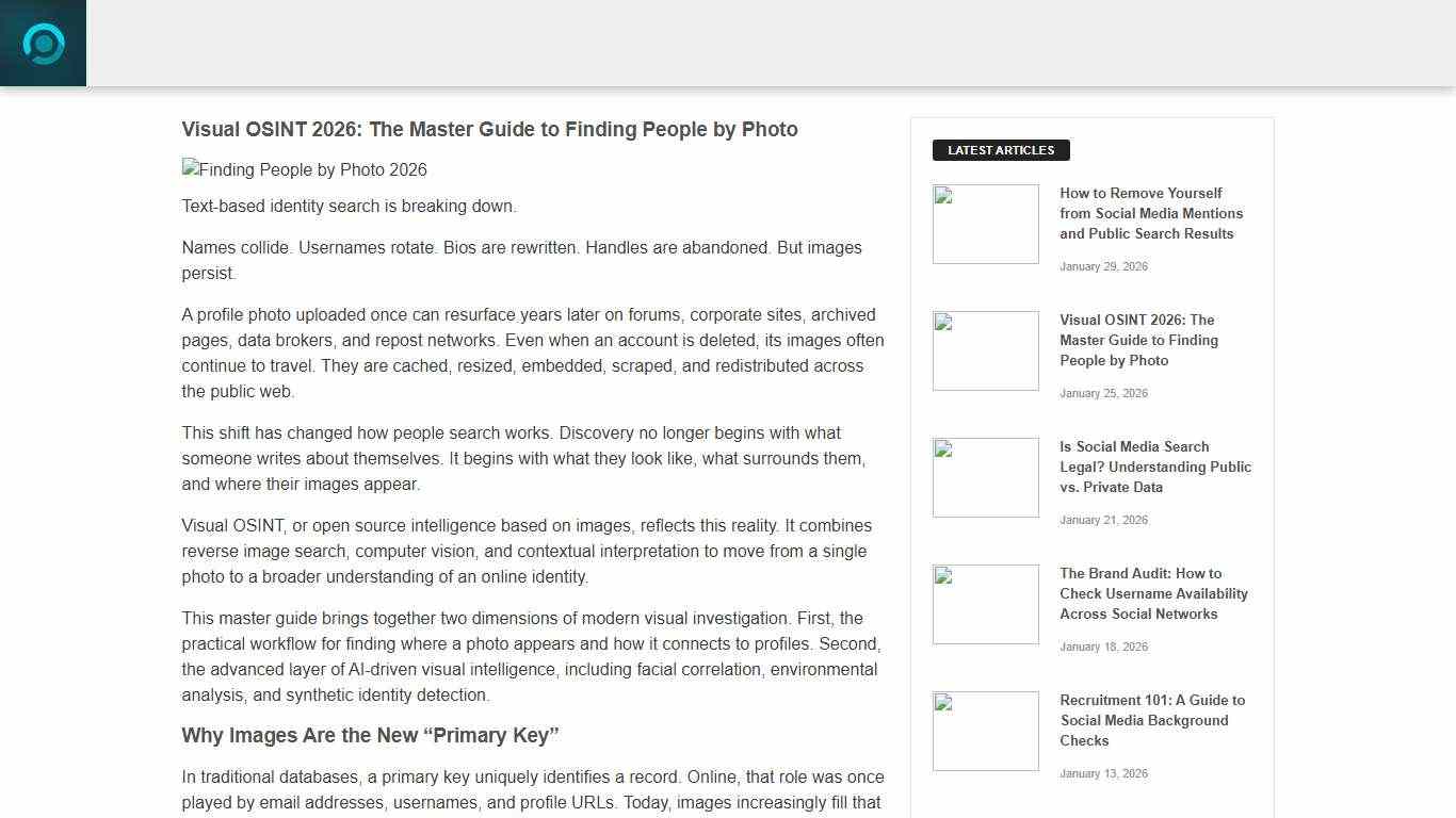 Visual OSINT 2026: The Master Guide to Finding People by Photo